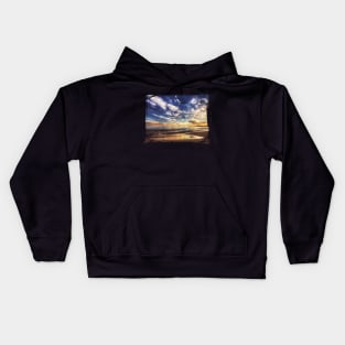 Sunset Clouds over the Ocean with Brushed Border Kids Hoodie